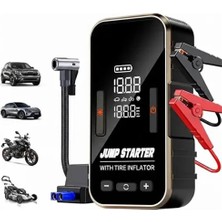 GUNKES Akıllı Araç Akü Takviye Cihazı & Dijital Lastik Pompası - 600A Peak Current Takviye Kiti ve P MC6625