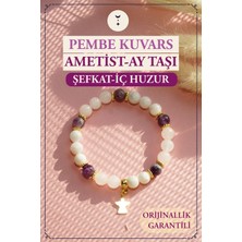 Orenda Design Pembe Kuvars, Ametist, Ay Taşı, Melek Sembollü Bileklik | Şefkat, Iç Huzur ve Ruhsal Denge