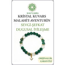 Orenda Design Malahit, Aventurin, Kristal Kuvars Taşlı Kalp Çakra Bilekliği – Sevgi ve Duygusal Denge