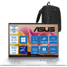 Asus Zenbook 14 Intel Core Ultra 7 255H 16GB LPDDR5X 4tb 14" 3k OLED 120Hz 600NIT Intel Arc Graphics Windows 11 Home Taşınabilir Bilgisayar UX3406CAH04 + Zettaçanta