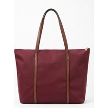 Vellamour Kadın Bordo Büyük Boy Omuz Çantası – Fermuarlı Günlük Tote Bag