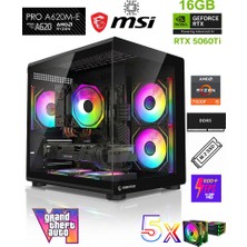 Zeiron Mohawk X5 AMD Ryzen 5 7500F-MSI A620M-B/GEFORCE RTX 5060Ti 16GB X2 ICE/512GB M.2/16GB DDR5 Siyah-OEM Oyuncu Paket