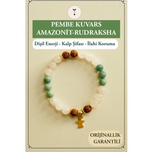 Orenda Design Pembe Kuvars, Amazonit, Rudraksha Doğal Taş Bileklik – Dişil Enerji, Kalp Şifası & Ilahi Koruma