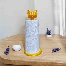 Multiogz Altın Sarısı Kedi Figürlü Dekoratif Kağıt Havluluk - 3D Tasarım Mutfak Havlu Tutucu