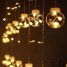 Hereveoyuncak 10 Sarkıtlı Kumandalı Dekoratif Top Içi Mini Toplu LED Günıışığı Rengi Dekoratif Aydınlatma