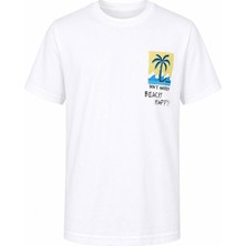 Trender Beach Happy Baskı Beyaz Erkek Çocuk T-Shirt 8033