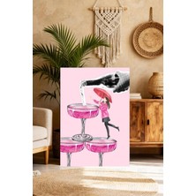 Mgi Design Lüks Pembe Eklektik Tablo Boho Stilinde Kanvas Tablo Çalışma Odası Sanatı