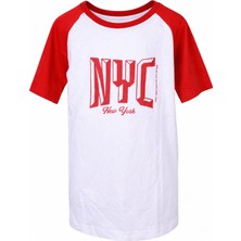 Trender Nyc Parçalı Beyaz-Kırmızı Erkek Çocuk T-Shirt 26YDT1000056