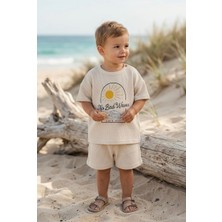 Baby Kuğu Unisex Waffle Kumaş Çocuk Bohem Ikili Takım