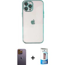 Pileli Store Pilelistore™ iPhone 12 Pro Max Kılıf Vadi Minimal - Siyah 5d Eko Cam Ekran Koruyucu + Neon Fosforlu Kamera Lens - Sı