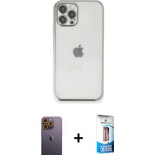 Pileli Store Pilelistore™ iPhone 12 Pro Max Kılıf Vadi Minimal - Siyah 5d Eko Cam Ekran Koruyucu + Neon Fosforlu Kamera Lens - Sı