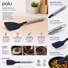 Palu Silikon Spatula Paslanmaz Çelik Saplı Isıya Dayanıklı Servis Spatulası
