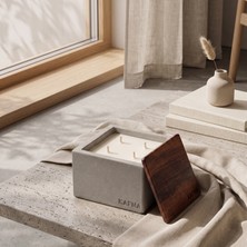 Kafna Sedir Ağacı Kokulu | Büyük Boy Dekoratif Beton Mum - %100 Soya Wax | Beton Rengi