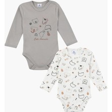 Luggi Baby Bisiklet Yaka Baskılı Uzun Kollu Erkek Bebek Çıtçıtlı Body 2'li