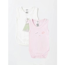 Luggi Baby Bisiklet Yaka Kız Bebek Askılı Çıtçıtlı Body 2'li