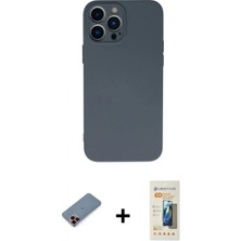 Marsilyan™- iPhone 13 Pro Max Kılıf Ahenk Serisi - Siyah 6d Mat Seramik Hayalet Nano Ekran Koruyucu + Metal Kamera Lens Koruma Cam - Kı