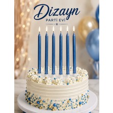 Dizayn Parti Evi 15 cm Pasta Mumu 6’lı Doğum Günü Pastası Uzun Mum Renk Seçenekli
