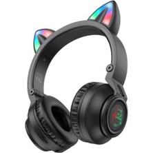 Borofone Cat Ear BO18 Hifi Kedi Kulaklı Rgb Işıklı Bluetooth Kulak Üstü Kulaklık - Siyah