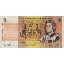 Banknoting Avustralya 1 Dolar 1969-71 Commonwealth Pick 37C Nadir. Kraliçe - Aborijin Temalı. Ççt.