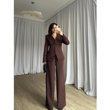 Klex Klasik Kesim Blazer Ceket Pantolon Takım 6021 Kahverengi - Xl