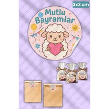 Sanatıbedi 50 Adet Mutlu Bayramlar Sticker - Kargo Hediye Paketleme Etiketi - 3x3 cm
