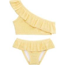 Sand Mother Uv Korumalı Fırfırlı Dokulu Tek Omuz Kız Çocuk Bikini Takımı