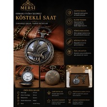 Mersi Shop Kartal Figürlü Nostaljik Köstekli Cep Saati Metal Zincirli Antika Tasarım