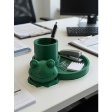 My Craft 3D Kurbağa Figürlü Kalemlik ve Masa Düzenleyici Tepsi – 13 cm Sevimli Masa Organizeri, Kalem Tutucu, Ataş ve Küçük Eşya Düzenleyici