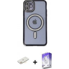 Pileli Store Pilelistore™ iPhone 11 Kılıf Zirve Doku Prime - Siyah Bilvis 5in1 3D Magic Cam Ekran Koruyucu + Renkli Kamera Lens Koruma Cam - Sı