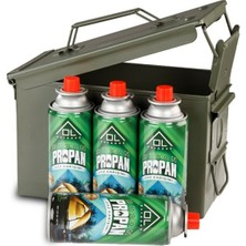 Solidline Metal Saklama Kutusu + 4 Adet Ol Outdoor 227 gr Gaz Kartuşu
