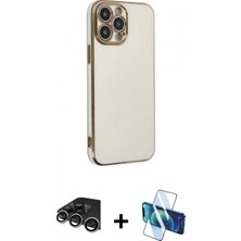 Pileli Store Pilelistore™ iPhone 14 Pro Max Kılıf Yankı Serisi - Siyah 3D Antistatik Cam Ekran Koruyucu + Raze Metal Kamera Lens - Gs