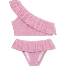Sand Mother Uv Korumalı Fırfırlı Dokulu Tek Omuz Kız Çocuk Bikini Takımı
