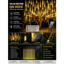 Eser Ticarett Solar Meteor Yağmur Işık Dizisi 288 LED 8 Çubuklu 4 Metre IP65 Su Geçirmez Bahçe Balkon Dış Mekan Süsleme Işığı