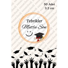 Sanatıbedi 50 Adet Mezuniyet Sticker - Öğretmenler Için Okul Karne Hediye Paketleme Etiketi - 3x3 cm