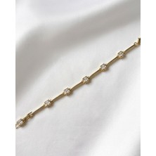 Melanj Craft Parlak Kare Taşlı Tasarım Bileklik