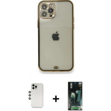 Pileli Store Pilelistore™ iPhone 12 Pro Kılıf Eksen Minimal Koleksiyonu - Şeffaf 360 Full Body Arka Koruyucu + Shine Kamera Lens - Gs