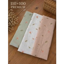 Two Child Çok Amaçlı 3'lü El Emeği Müslin Set %100 Pamuk Yenidoğan Bebek Battaniyesi 100×110 Premium
