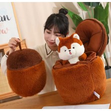 DMR Accessoire Fındık Içinden Çıkan Sevimli Sincap Fermuarlı Peluş Oyuncak 35 cm