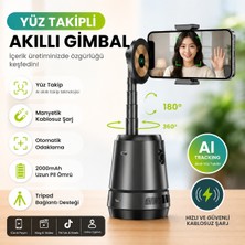 Smayling Aı Yüz Takipli Akıllı Gimbal Telefon Tutucu, Manyetik Kablosuz Şarj Destekli 360° Otomatik Döner Selfie Standı, Şarjlı Telefon Standı, Tripod Uyumlu Içerik Üretici Vlog Canlı Yayın Aparatı