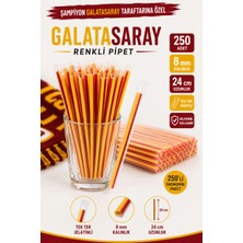 Ardin Galatasaray Renkli Pipet 250 Adet 8 mm 24 cm Jelatinli Tek Tek Paketli Sarı Kırmızı Pipet