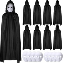 Esranın Dünyası 120 cm Siyah Kapüşonlu Pelerin ve Boyanabilir Karton Maske 8’li Set