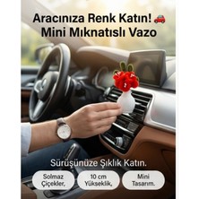 El Yapımı Şönil Çiçekli Mini Vazo – Mıknatıslı Dekoratif Süs | Araba, Buzdolabı, Ofis Masası Için | Sarı Mavi Kırmızı Renk Seçenekli