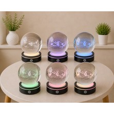 Nova 3D Kristal Gezegenler Tasarımlı Küre LED Gece Lambası – 7 Renk Işıklı, Dokunmatik, USB Şarjlı Dekoratif Masa Lambası