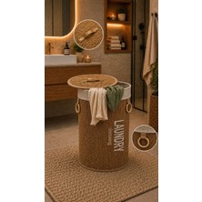 Lucky Clover Bambu Modern Kirli Çamaşır Sepeti Loundry Oyuncak Sepeti Kapaklı Organizer 75 Litre 60X35 cm