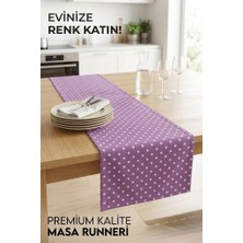 Rona Home Lila Puantiyeli Kaliteli Kumaş Runner Su Itici Leke Tutmaz Masa Örtüsü Ranır