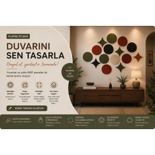 Platre Studio Kendin Tasarla Mdf Duvar Paneli Seti | Yuvarlak & Yıldız Dekoratif Duvar Süsü 4'lü Paket