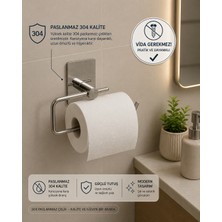 DMR Home 304 Kalite Paslanmaz Çelik Kağıtlık | Delmeden Montaj Güçlü Tutuşlu Banyo Aksesuarı