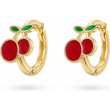 Serelya Kiraz Model Gold Renk Pirinç Çocuk Küpe