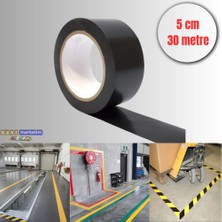 Evimdeyokyok Pvc Yer Işaretleme Bandı 5CMX30M Zemin Bandı Siyah Tdrtr