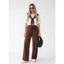 Shine & Style Şal Detay Eşofman Takım Kahverengi